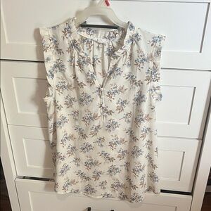 Mine Ivory and Sky Blue Floral Top